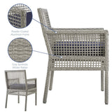 Cinder Outdoor Patio Wicker Rattan Dining Armchair in Gray Navy