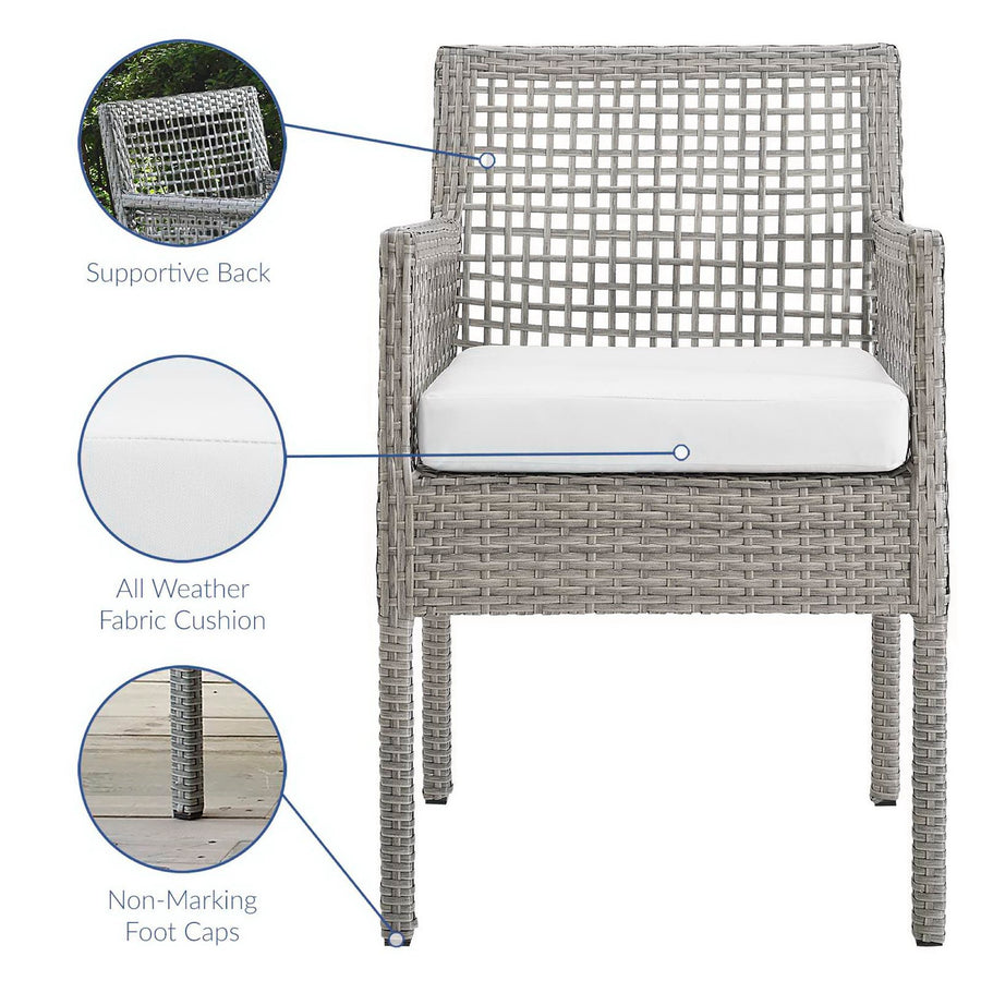 Cinder 7 Piece Outdoor Patio Wicker Rattan Set in Gray White