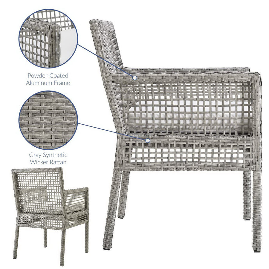 Cinder Outdoor Patio Wicker Rattan Dining Armchair in Gray White