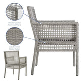 Cinder 7 Piece Outdoor Patio Wicker Rattan Set in Gray White
