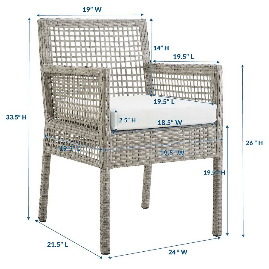 Cinder 7 Piece Outdoor Patio Wicker Rattan Set in Gray White