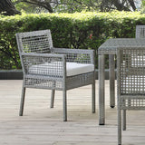 Cinder Outdoor Patio Wicker Rattan Dining Armchair in Gray White
