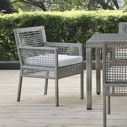 Aura Outdoor Patio Wicker Rattan Dining Armchair by Furniture For America