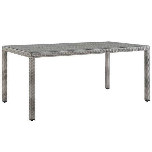 Aura 68" Outdoor Patio Wicker Rattan Dining Table by Furniture For America
