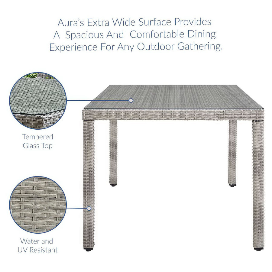 Cinder 7 Piece Outdoor Patio Wicker Rattan Set in Gray Gray