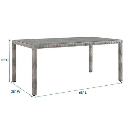 Aura 68" Outdoor Patio Wicker Rattan Dining Table by Furniture For America