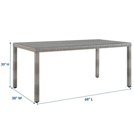 Aura 68" Outdoor Patio Wicker Rattan Dining Table by Furniture For America