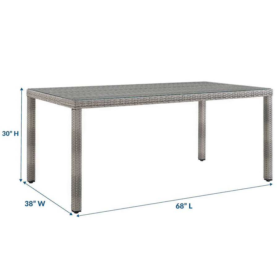Cinder 68" Outdoor Patio Wicker Rattan Dining Table in Gray