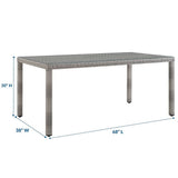Cinder 7 Piece Outdoor Patio Wicker Rattan Set in Gray Gray