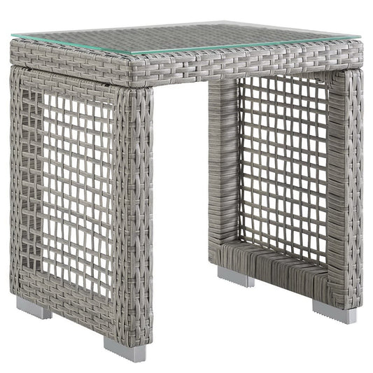 Aura Outdoor Patio Wicker Rattan Side Table by Furniture For America