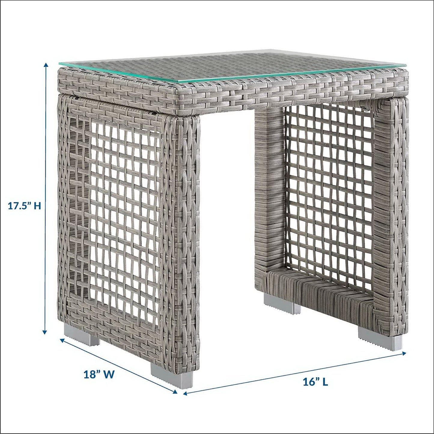 Aura Outdoor Patio Wicker Rattan Side Table by Furniture For America