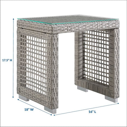 Aura Outdoor Patio Wicker Rattan Side Table by Furniture For America