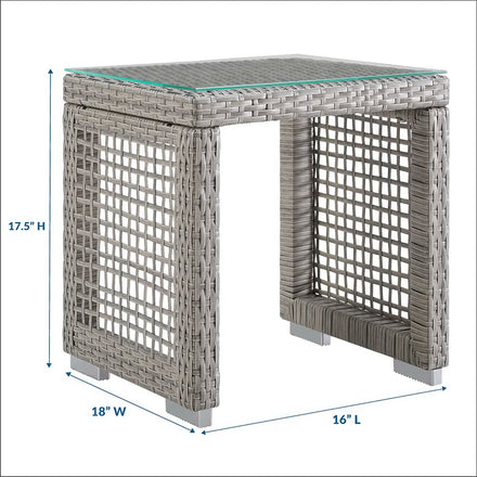Aura Outdoor Patio Wicker Rattan Side Table in Gray