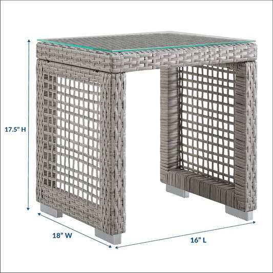 Aura Outdoor Patio Wicker Rattan Side Table by Furniture For America