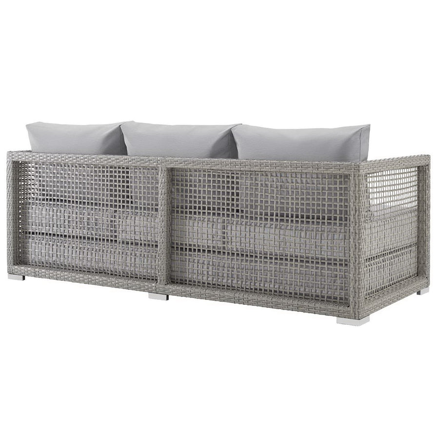 Cinder Outdoor Patio Wicker Rattan Sofa in Gray Gray