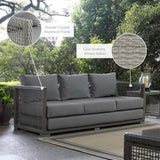 Cinder Outdoor Patio Wicker Rattan Sofa in Gray Gray