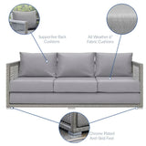 Cinder Outdoor Patio Wicker Rattan Sofa in Gray Gray