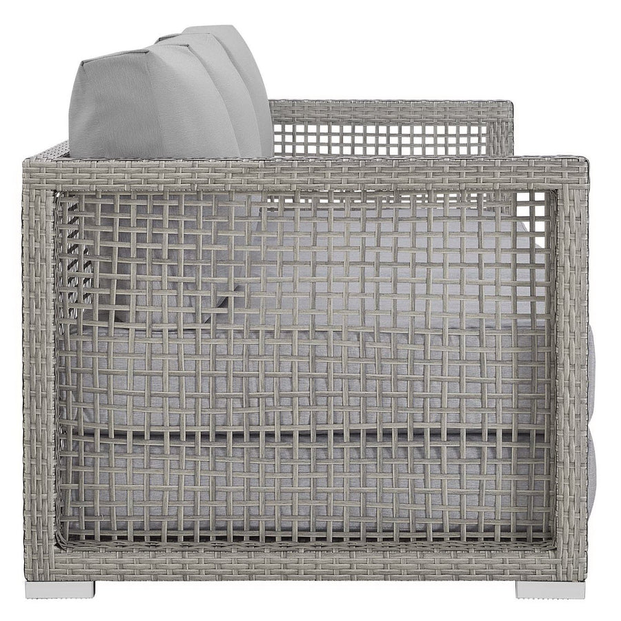 Cinder Outdoor Patio Wicker Rattan Sofa in Gray Gray