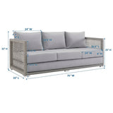 Cinder Outdoor Patio Wicker Rattan Sofa in Gray Gray