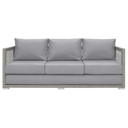 Aura Outdoor Patio Wicker Rattan Sofa in Gray Gray