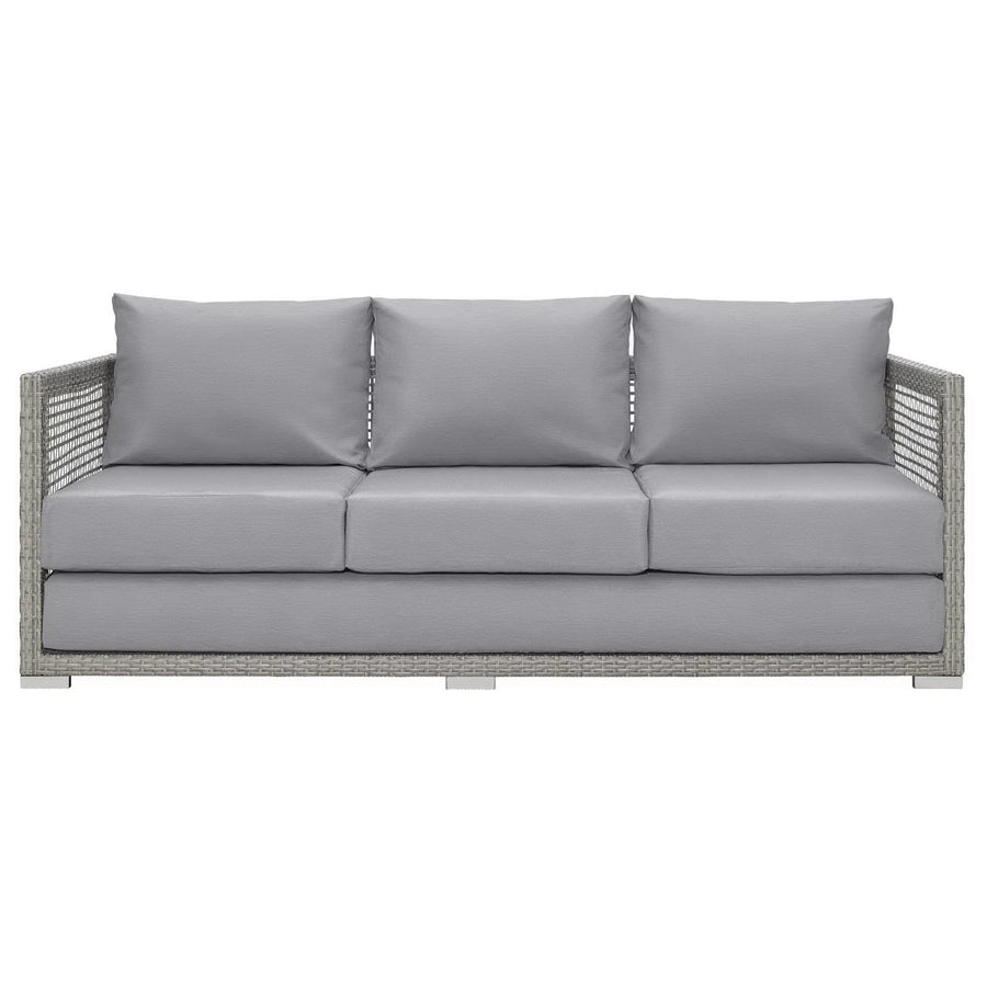Cinder Outdoor Patio Wicker Rattan Sofa in Gray Gray