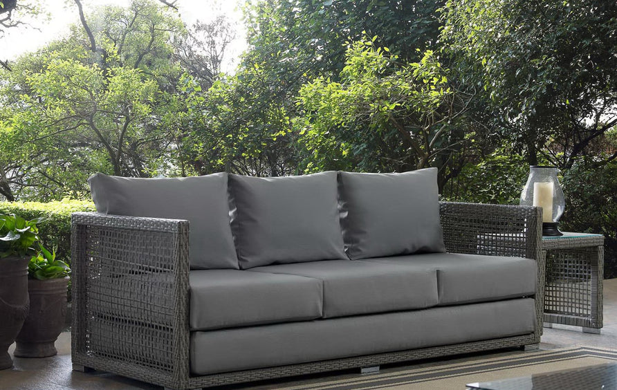 Cinder Outdoor Patio Wicker Rattan Sofa in Gray Gray