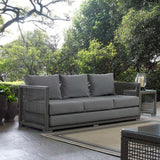 Cinder Outdoor Patio Wicker Rattan Sofa in Gray Gray