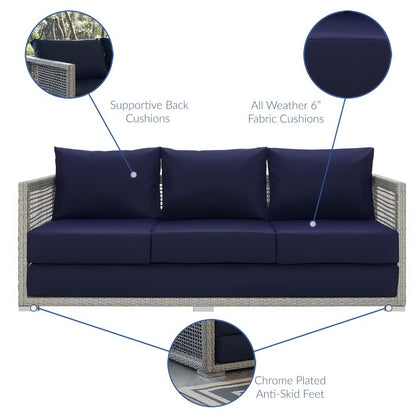 Aura Outdoor Patio Wicker Rattan Sofa by Furniture For America