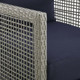 Cinder Outdoor Patio Wicker Rattan Sofa in Gray Navy