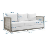 Cinder Outdoor Patio Wicker Rattan Sofa in Gray White