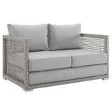 Cinder Outdoor Patio Wicker Rattan Loveseat in Gray Gray