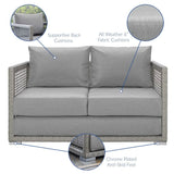 Cinder Outdoor Patio Wicker Rattan Loveseat in Gray Gray