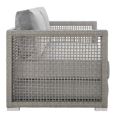 Aura Outdoor Patio Wicker Rattan Loveseat in Gray Gray