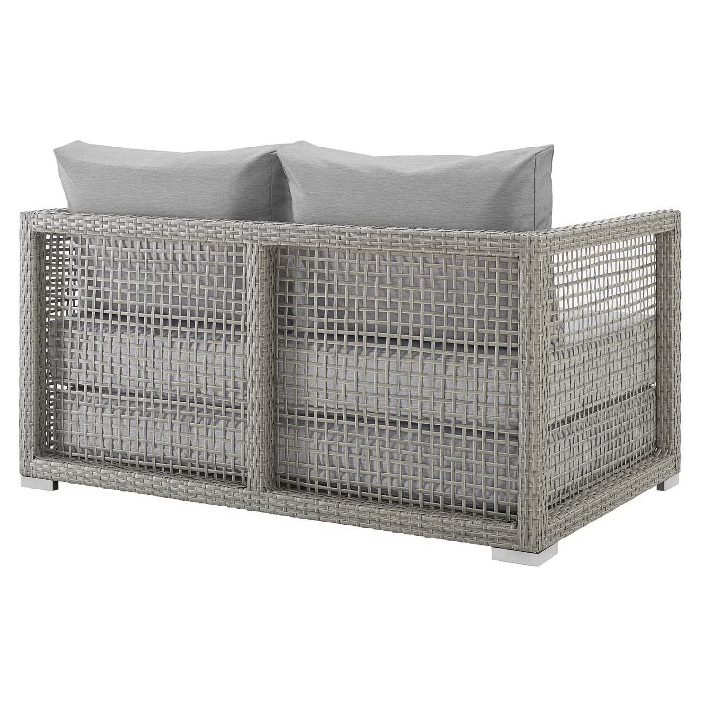 Cinder Outdoor Patio Wicker Rattan Loveseat in Gray Gray