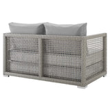 Cinder Outdoor Patio Wicker Rattan Loveseat in Gray Gray