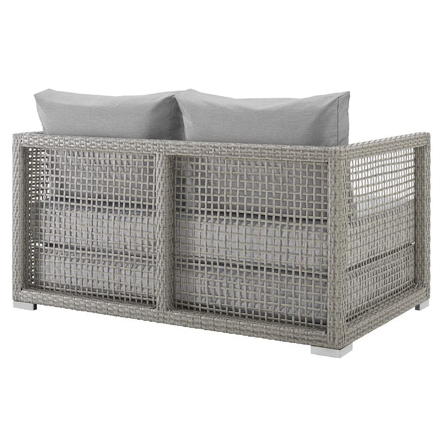 Cinder Outdoor Patio Wicker Rattan Loveseat in Gray Gray