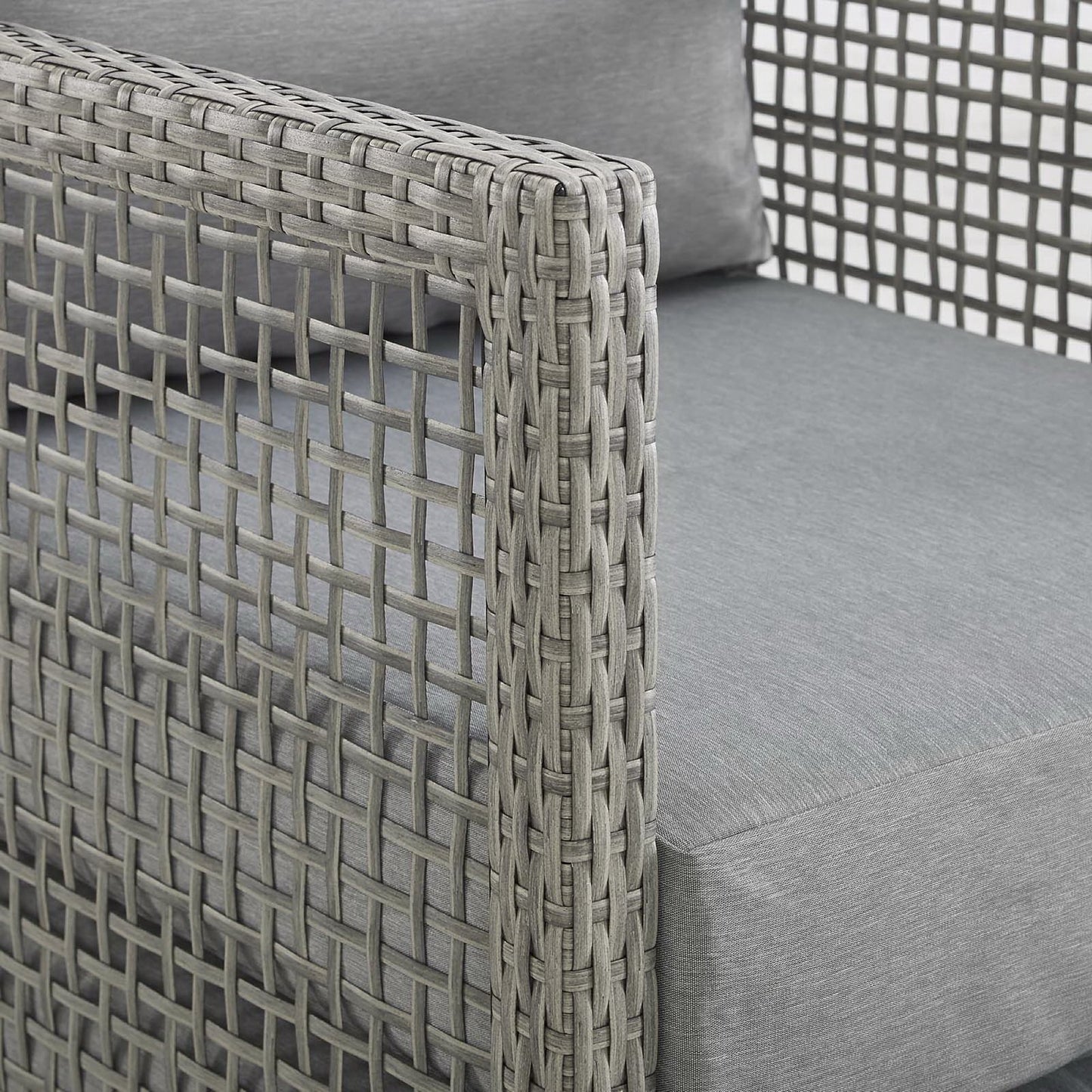 Cinder Outdoor Patio Wicker Rattan Loveseat in Gray Gray