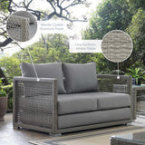 Cinder Outdoor Patio Wicker Rattan Loveseat in Gray Gray
