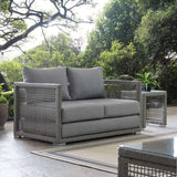 Cinder Outdoor Patio Wicker Rattan Loveseat in Gray Gray