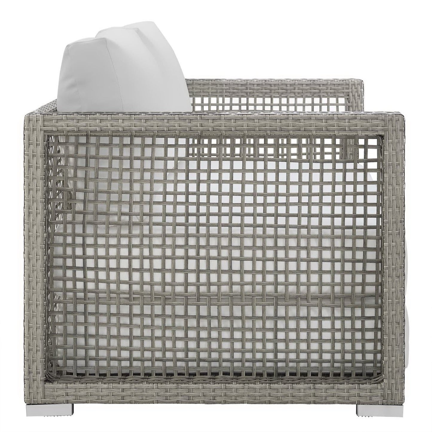 Cinder Outdoor Patio Wicker Rattan Loveseat in Gray White
