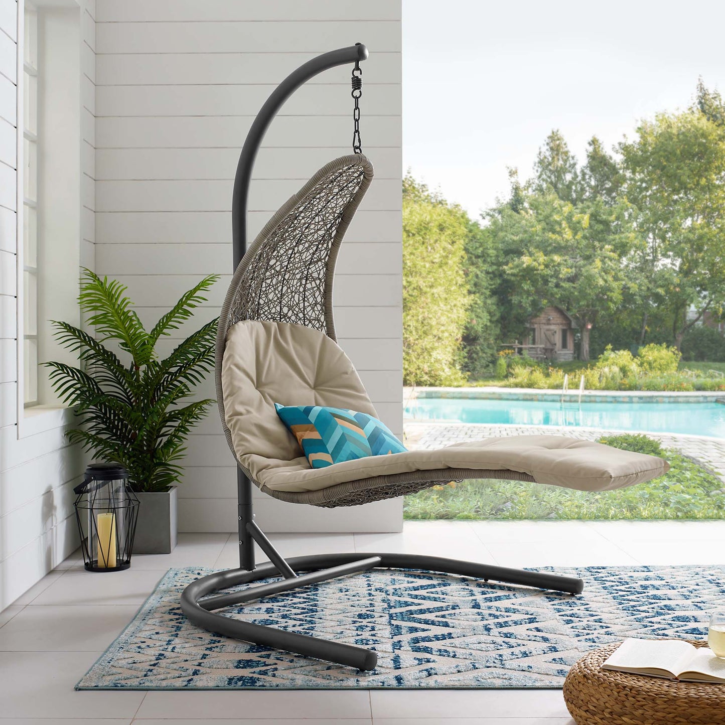 Landscape Hanging Chaise Lounge Outdoor Patio Swing Chair by Furniture For America