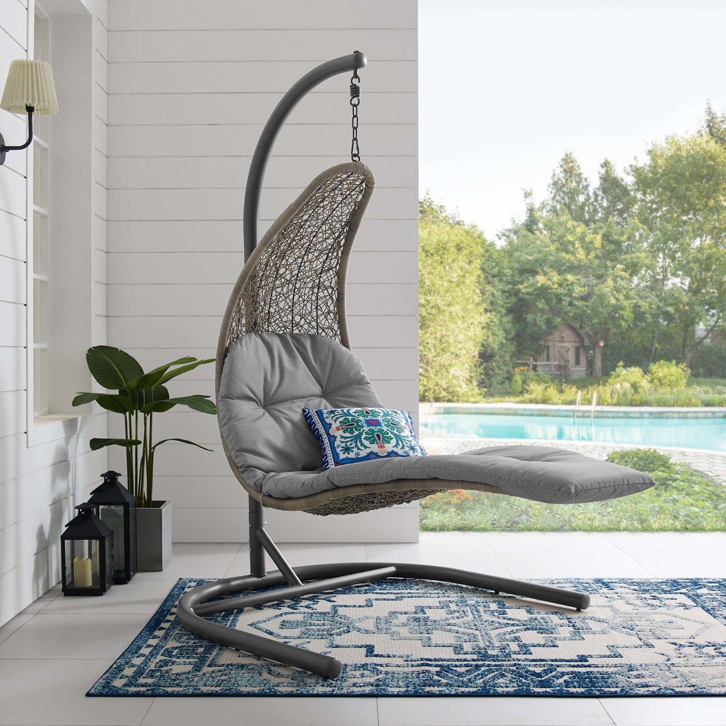 Landscape Hanging Chaise Lounge Outdoor Patio Swing Chair by Furniture For America