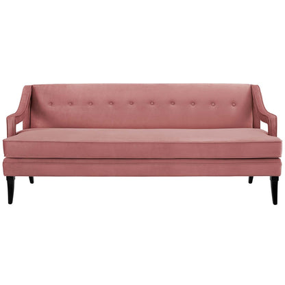 Concur Button Tufted Performance Velvet Sofa by Furniture for America