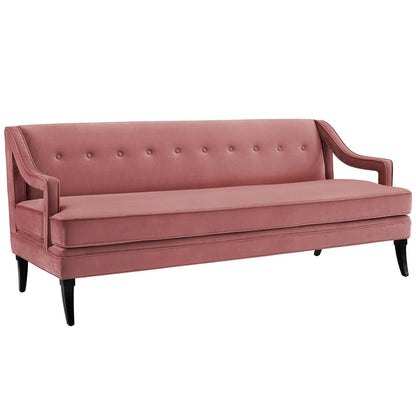 Concur Button Tufted Performance Velvet Sofa by Furniture for America