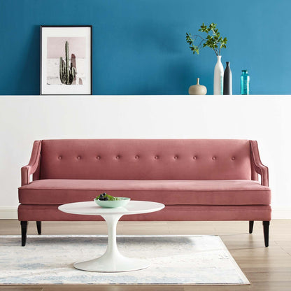 Concur Button Tufted Performance Velvet Sofa by Furniture for America