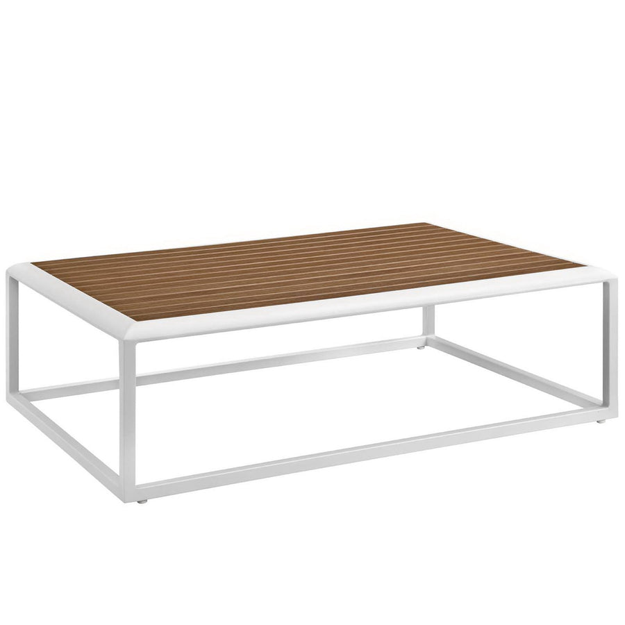 Willow Outdoor Patio Aluminum Coffee Table in White Natural