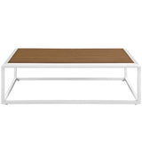 Willow Outdoor Patio Aluminum Coffee Table in White Natural