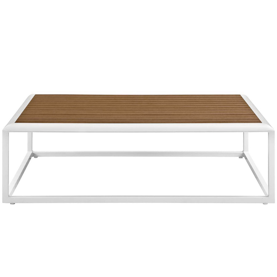 Willow Outdoor Patio Aluminum Coffee Table in White Natural