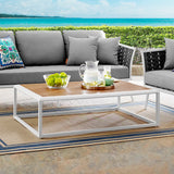 Willow Outdoor Patio Aluminum Coffee Table in White Natural