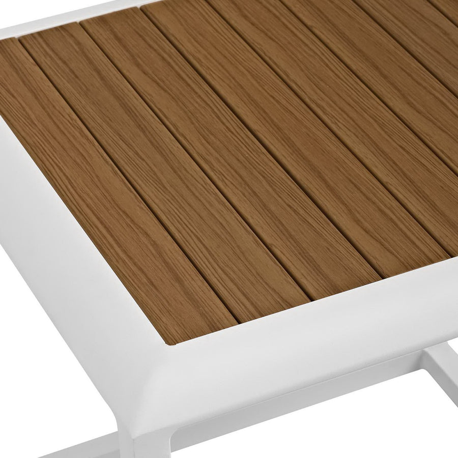 Willow Outdoor Patio Aluminum Side Table in White Natural